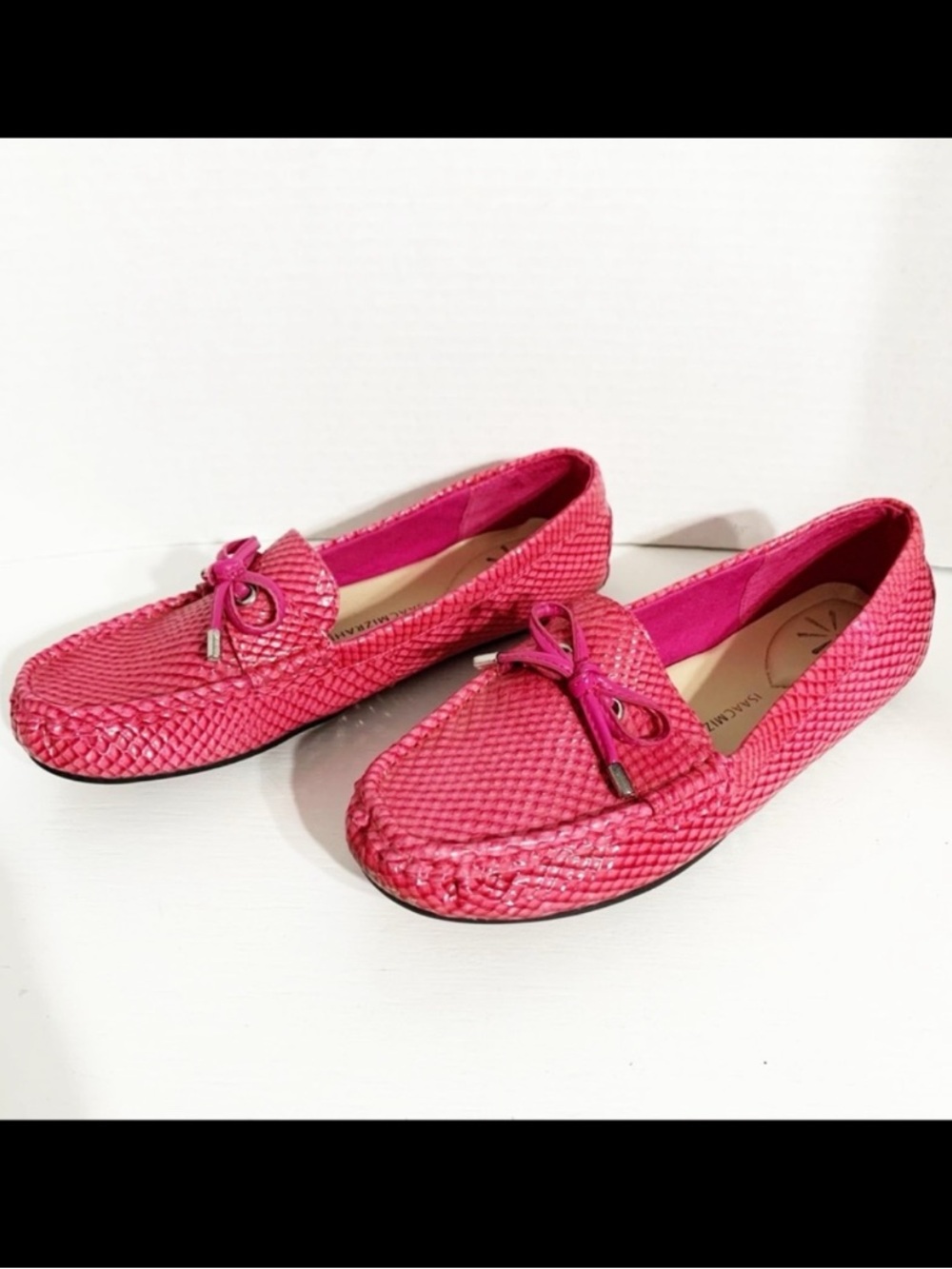 Isaac Mizrahi Live! Alison Leather Snakeskin Embossed Slip On Loafer Moccasin 🩷